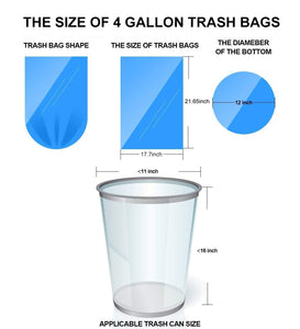 Small Trash Bags Kitchen Garbage Bags - 4 Gallon Clear Trash Bags Strong Wastebasket Liners for Bathroom, Kitchen, Office 15 Liter Trash Can Liners - 150 Counts