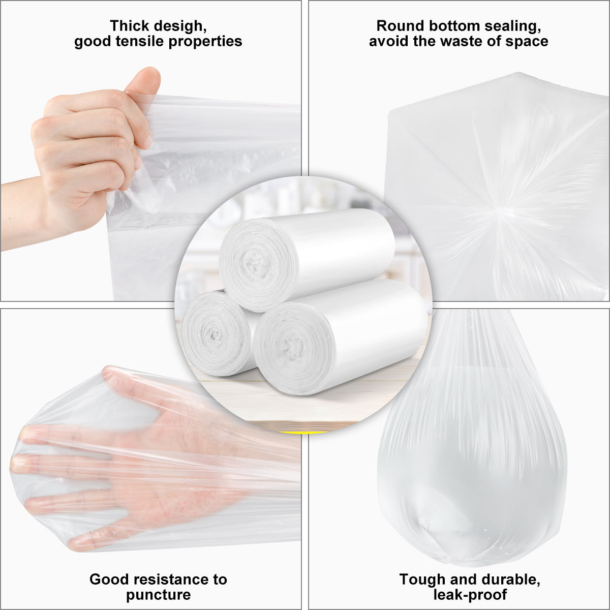Small Trash Bags 2-4 Gallon Clear Garbage Bags (800 Count) CCLINERS Bulk  Bathroom Trash Bags fits 2 Gallon 3 Gallon 4 Gallon Wastebasket liners for